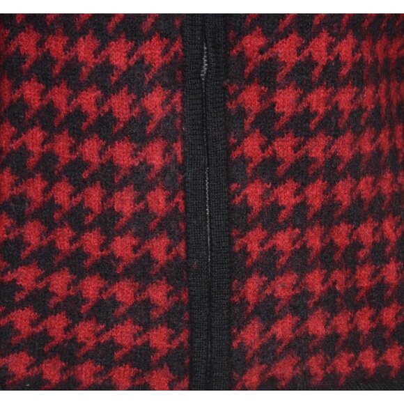 Paul Harris 100% Wool Red Houndstooth Full Zip Cardigan Sweater Size M Retro - Picture 3 of 10